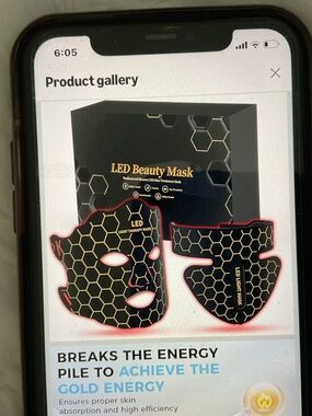 LED Light Therapy Mask - Black with Gold Accents